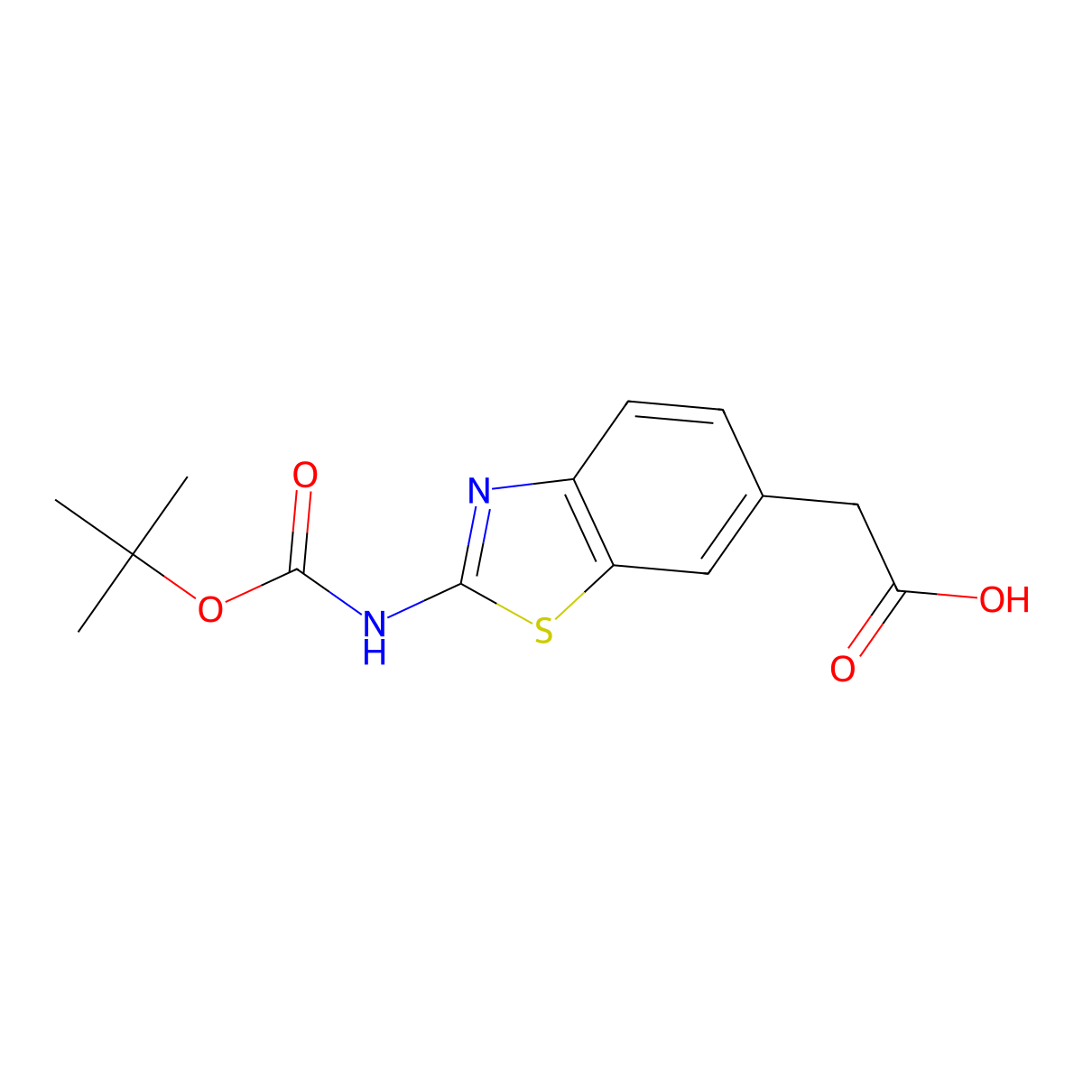 2-(2-((tert-Butoxycarbonyl)amino)benzo[d]thiazol-6-yl)acetic acid molecular structure, CAS 1440526-62-4