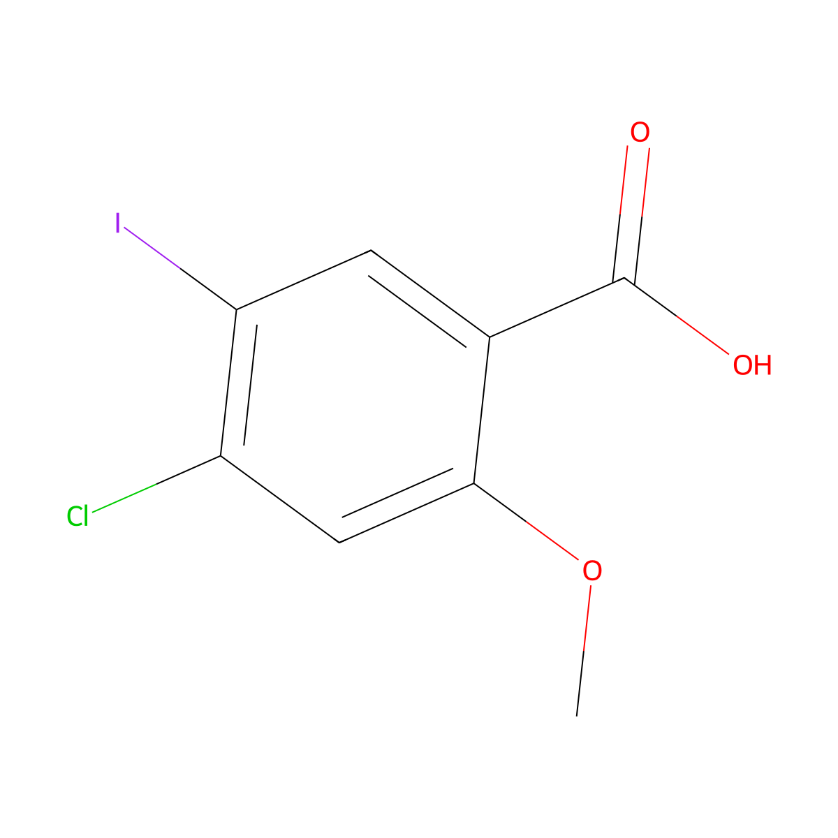 4-Chloro-5-iodo-2-methoxybenzoic acid molecular structure, CAS 1440526-64-6