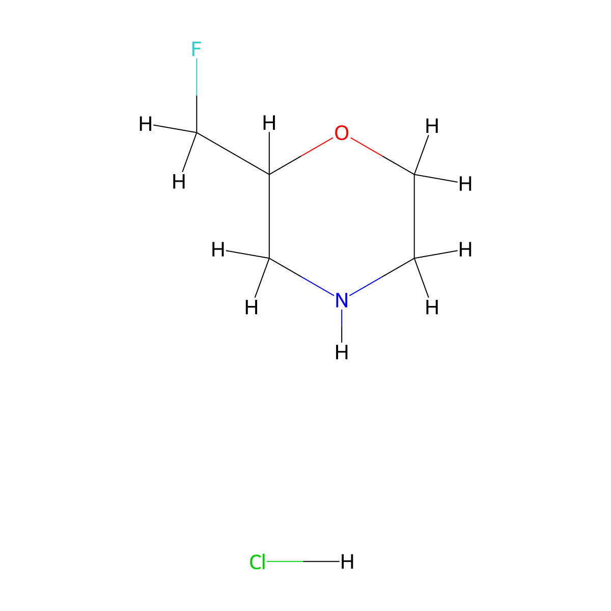 2-(Fluoromethyl)morpholine hydrochloride molecular structure, CAS 144053-94-1