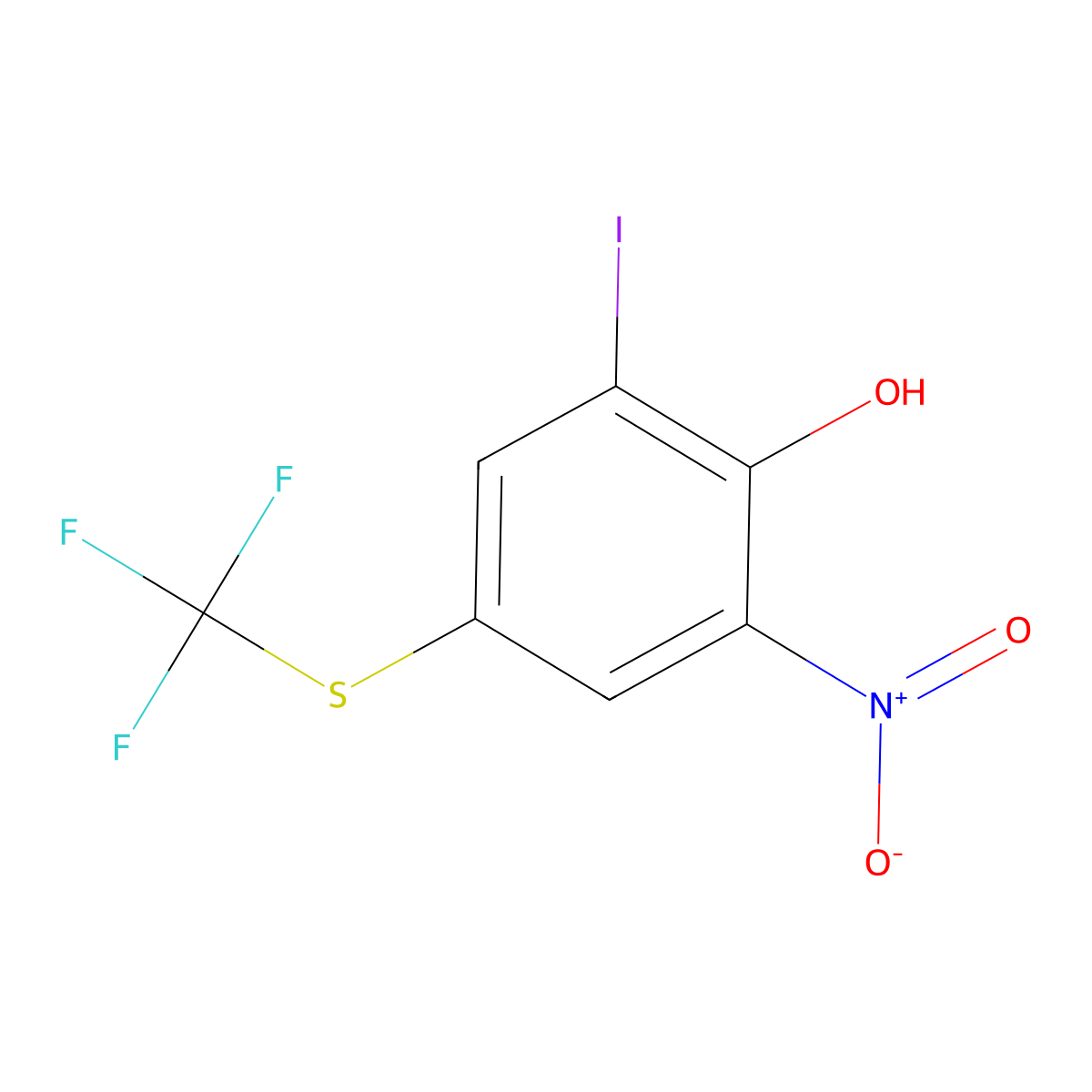 2-Iodo-6-nitro-4-[(trifluoromethyl)thio]phenol molecular structure, CAS 1440535-09-0
