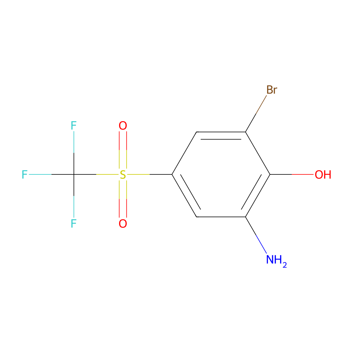 2-Amino-6-bromo-4-((trifluoromethyl)sulfonyl)phenol molecular structure, CAS 1440535-13-6