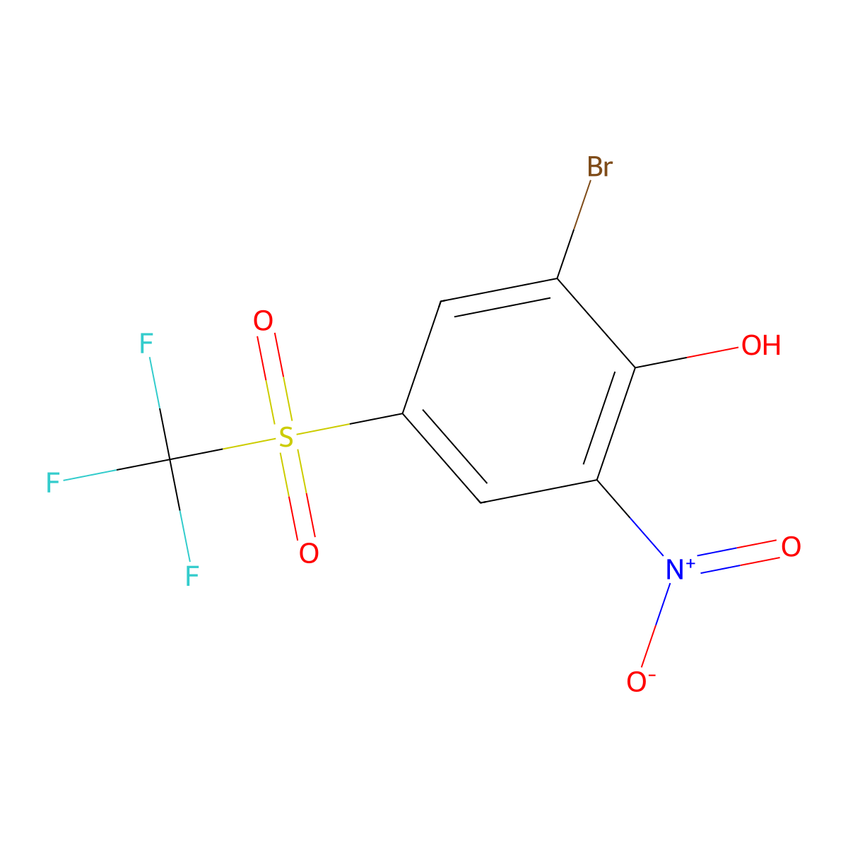 2-Bromo-6-nitro-4-[(trifluoromethyl)sulphonyl]phenol molecular structure, CAS 1440535-14-7