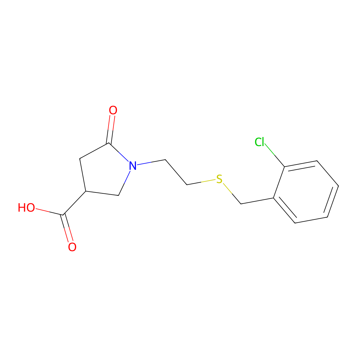 1-{2-[(2-Chlorobenzyl)thio]ethyl}-5-oxopyrrolidine-3-carboxylic acid molecular structure, CAS 1440535-35-2