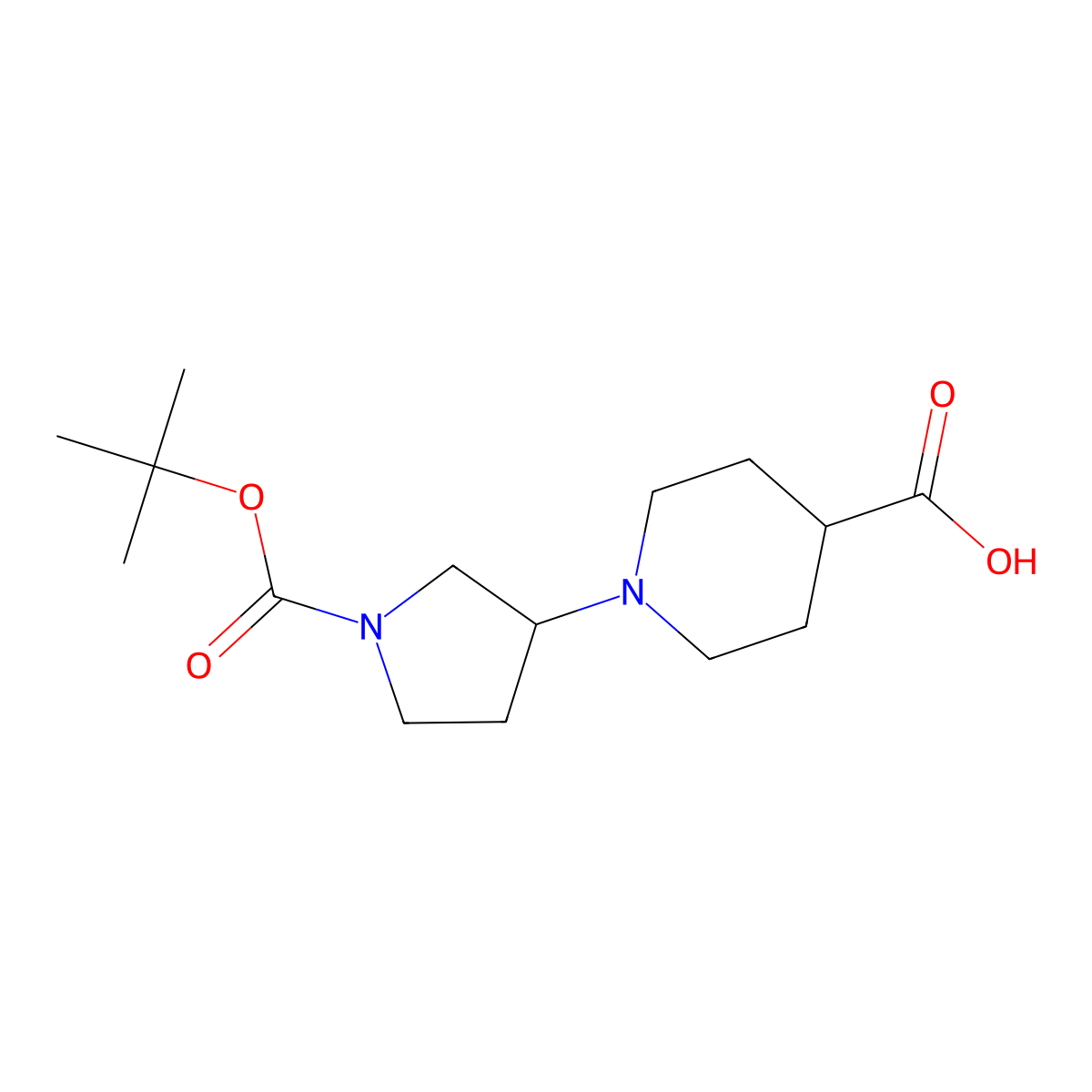 1-(1-(Tert-butoxycarbonyl)pyrrolidin-3-YL)piperidine-4-carboxylic acid molecular structure, CAS 1440535-47-6