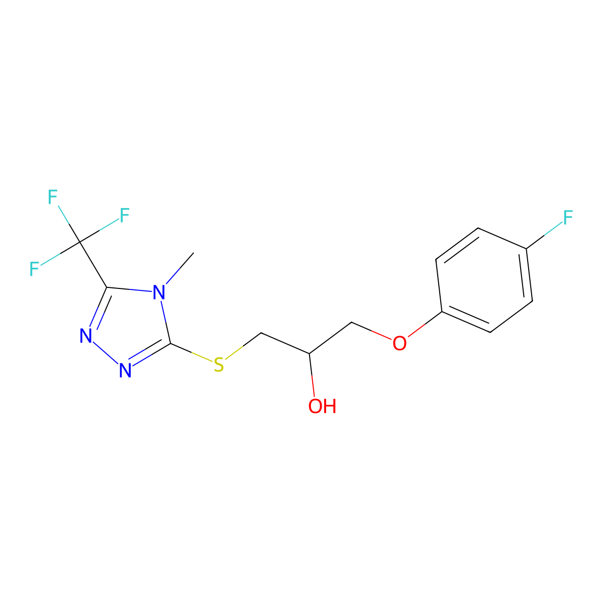 1-(4-Fluorophenoxy)-3-{[4-methyl-5-(trifluoromethyl)-4H-1,2,4-triazol-3-yl]thio}propan-2-ol molecular structure, CAS 1440535-63-6