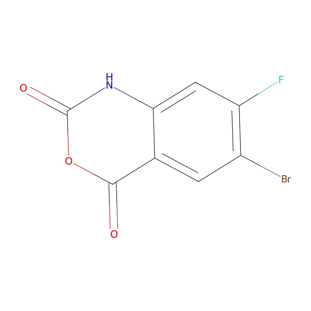 6-bromo-7-fluoro-2,4-dihydro-1H-3,1-benzoxazine-2,4-dione molecular structure, CAS 1440535-66-9