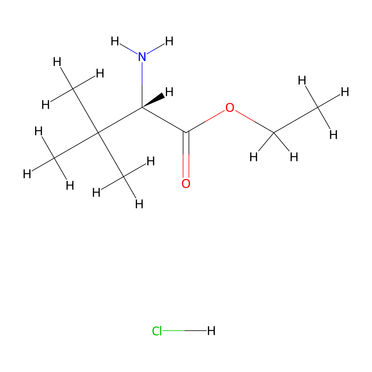 (S)-ethyl 2-amino-3,3-dimethylbutanoate hydrochloride molecular structure, CAS 144054-74-0