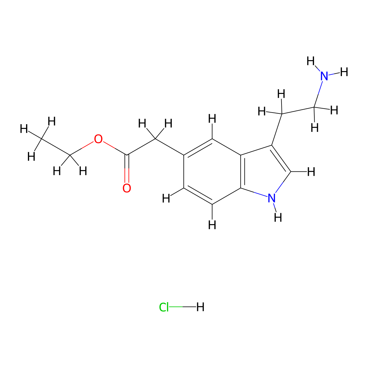 [3-(2-Amino-ethyl)-1H-indol-5-yl]-acetic acid ethyl ester hydrochloride molecular structure, CAS 144055-93-6