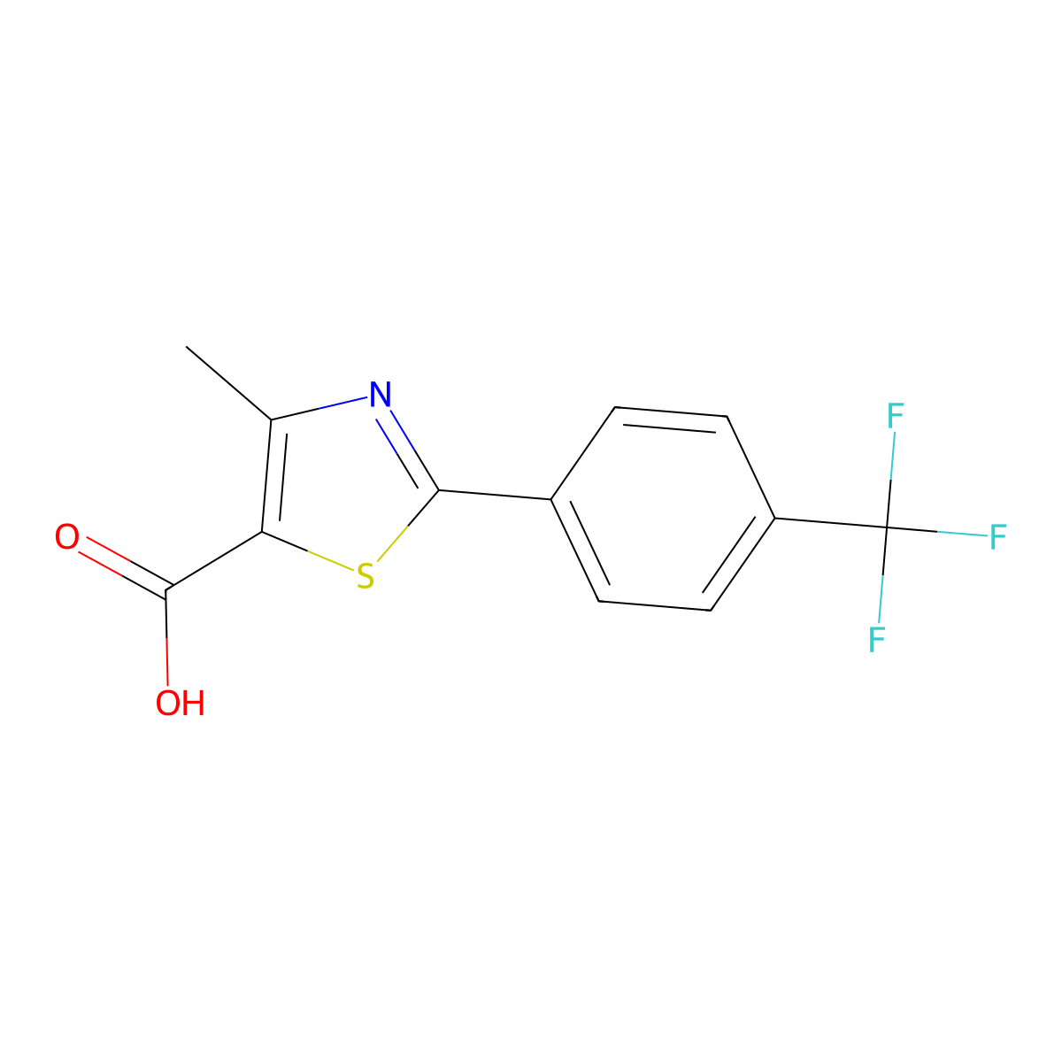 4-Methyl-2-(4-(trifluoromethyl)phenyl)-5-thiazolecarboxylic acid molecular structure, CAS 144059-86-9
