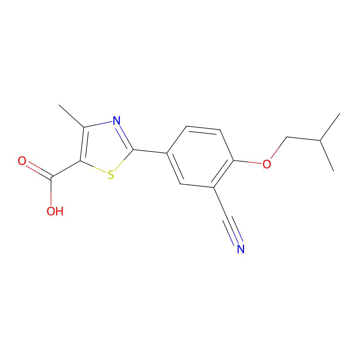 Febuxostat molecular structure, CAS 144060-53-7