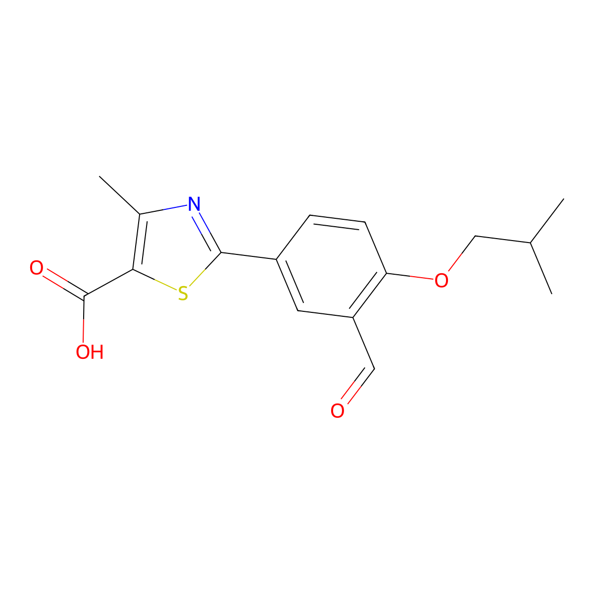 2-(3-Formyl-4-(2-methylpropoxy)phenyl)-4-methyl-5-thiazolecarboxylic acid molecular structure, CAS 144060-62-8