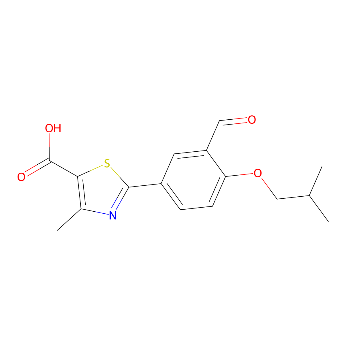2-(3-Formyl-4-(2-methylpropoxy)phenyl)-4-methyl-5-thiazolecarboxylic acid molecular structure, CAS 144060-62-8