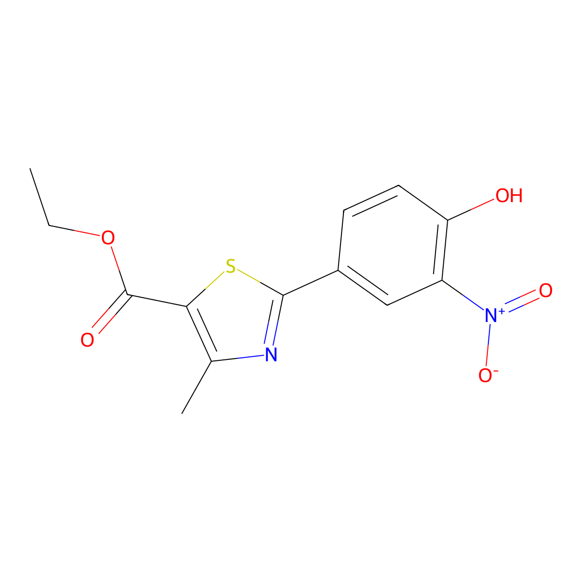 Ethyl 2-(4-hydroxy-3-nitrophenyl)-4-methylthiazole-5-carboxylate molecular structure, CAS 144060-67-3