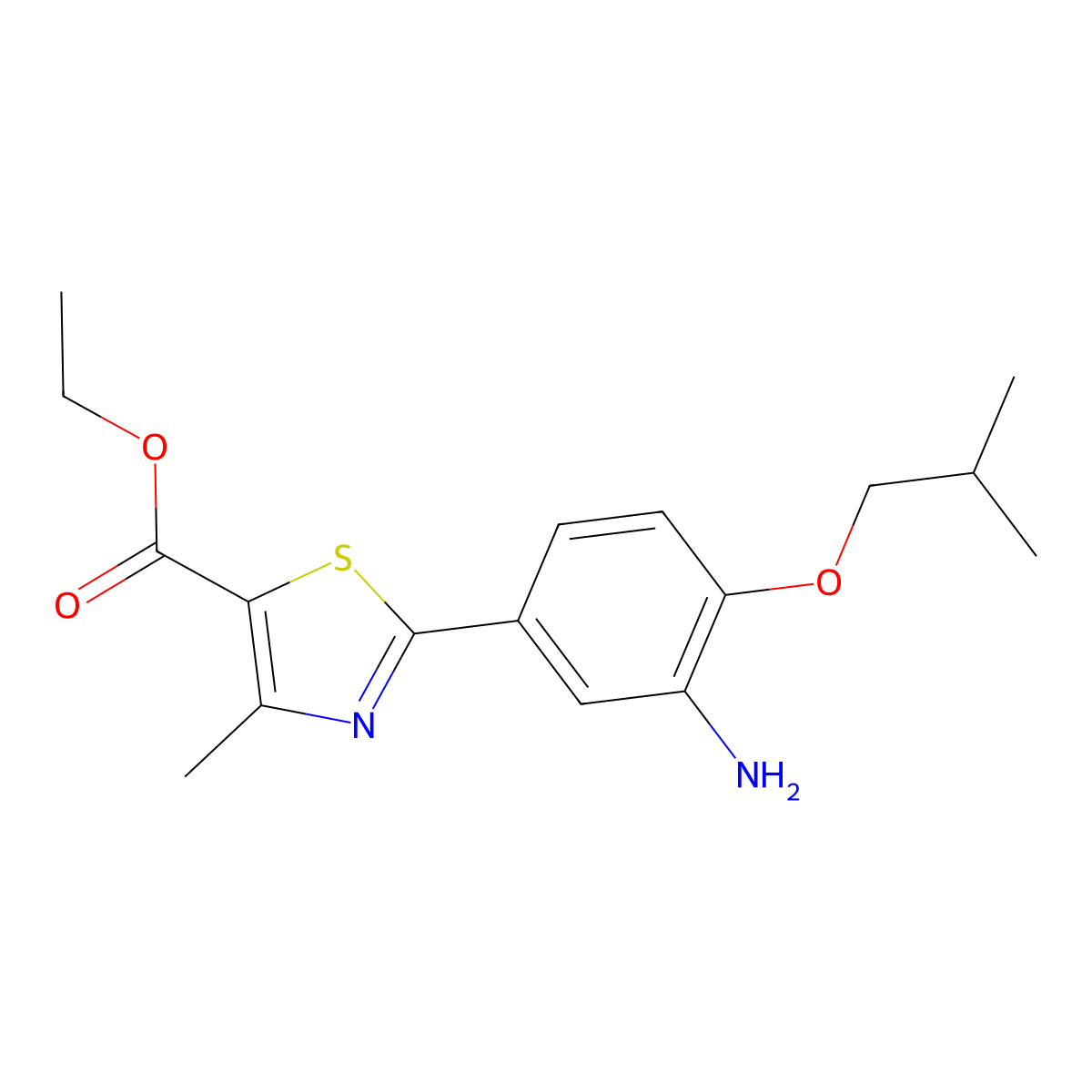 2-[3-Amino-4-(2-methylpropoxy)phenyl]-4-methyl-5-thiazolecarboxylic acid ethyl ester molecular structure, CAS 144060-92-4