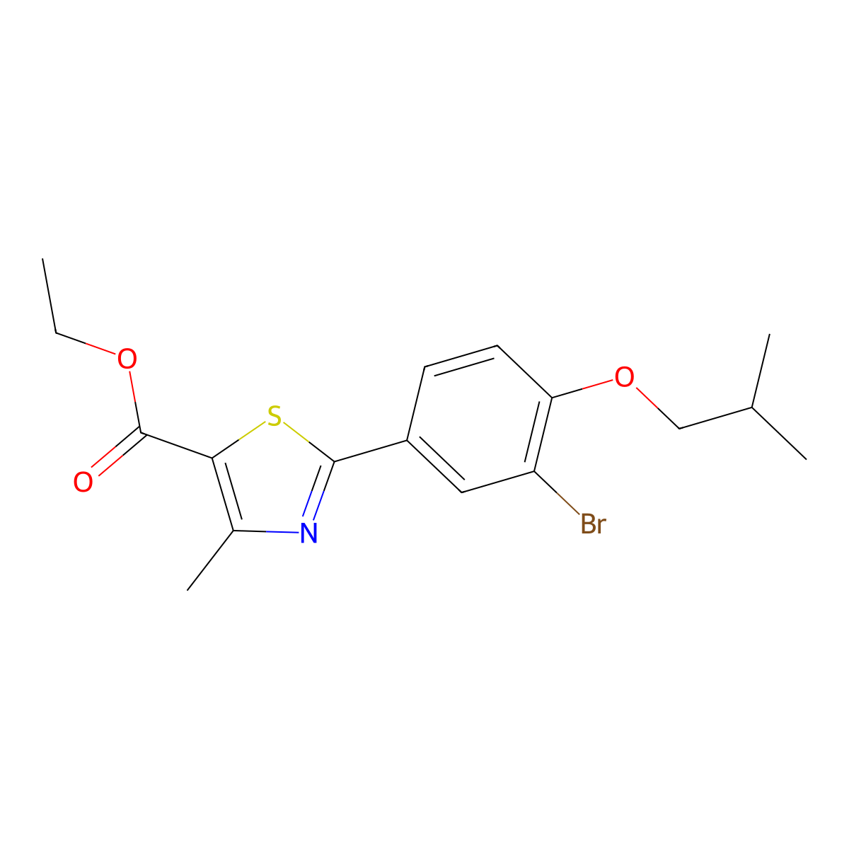 Ethyl 2-(3-bromo-4-isobutoxyphenyl)-4-methyl-5-thiazolecarboxylate molecular structure, CAS 144060-96-8