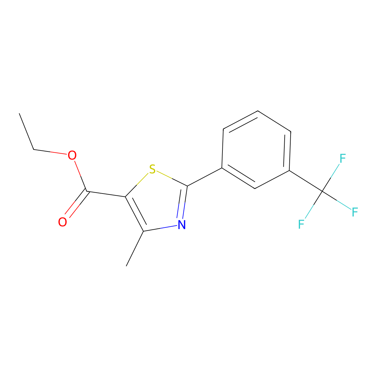 Ethyl 4-methyl-2-[3-(trifluoromethyl)phenyl]-1,3-thiazole-5-carboxylate molecular structure, CAS 144061-14-3