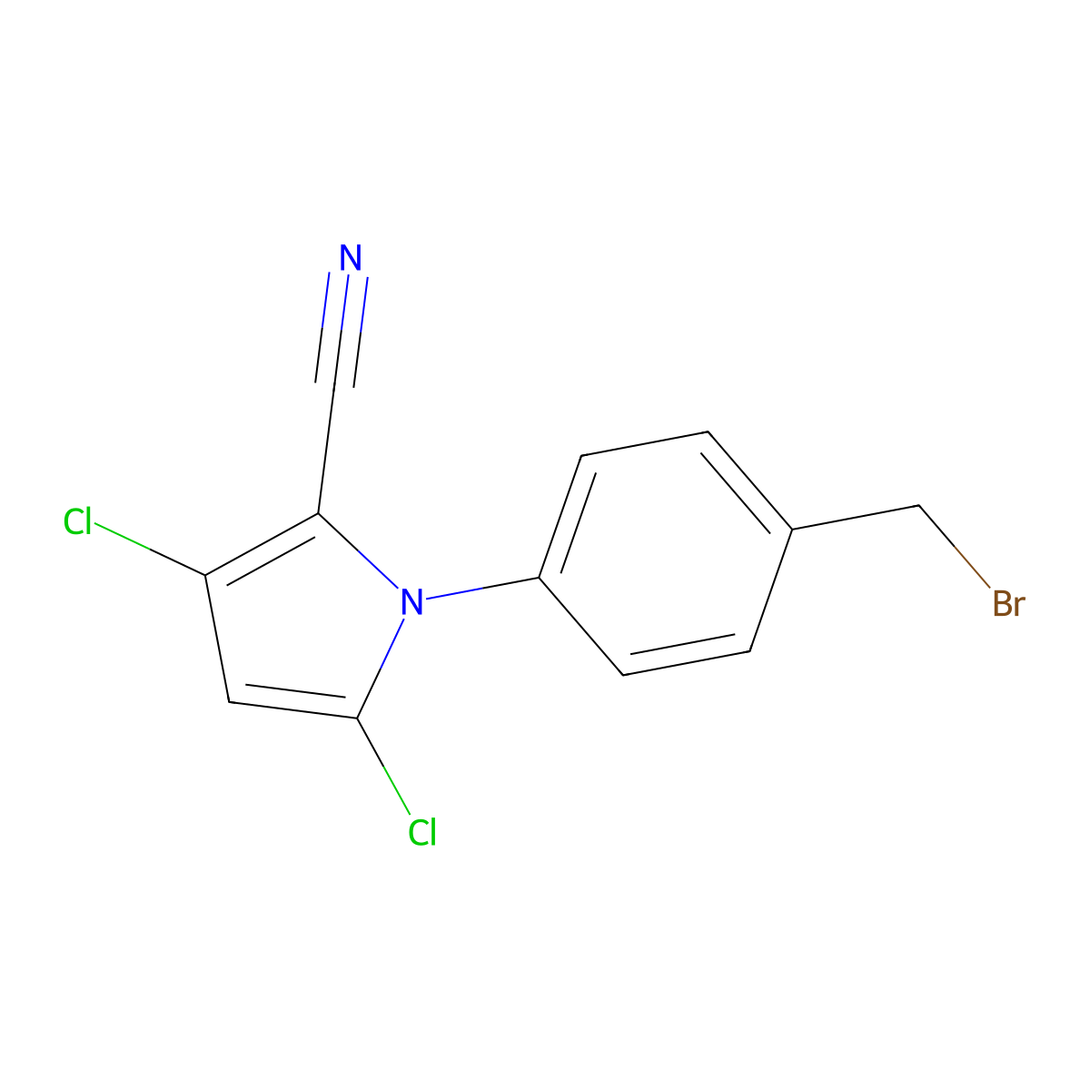 1-(4-(Bromomethyl)phenyl)-3,5-dichloro-1H-pyrrole-2-carbonitrile molecular structure, CAS 144062-76-0