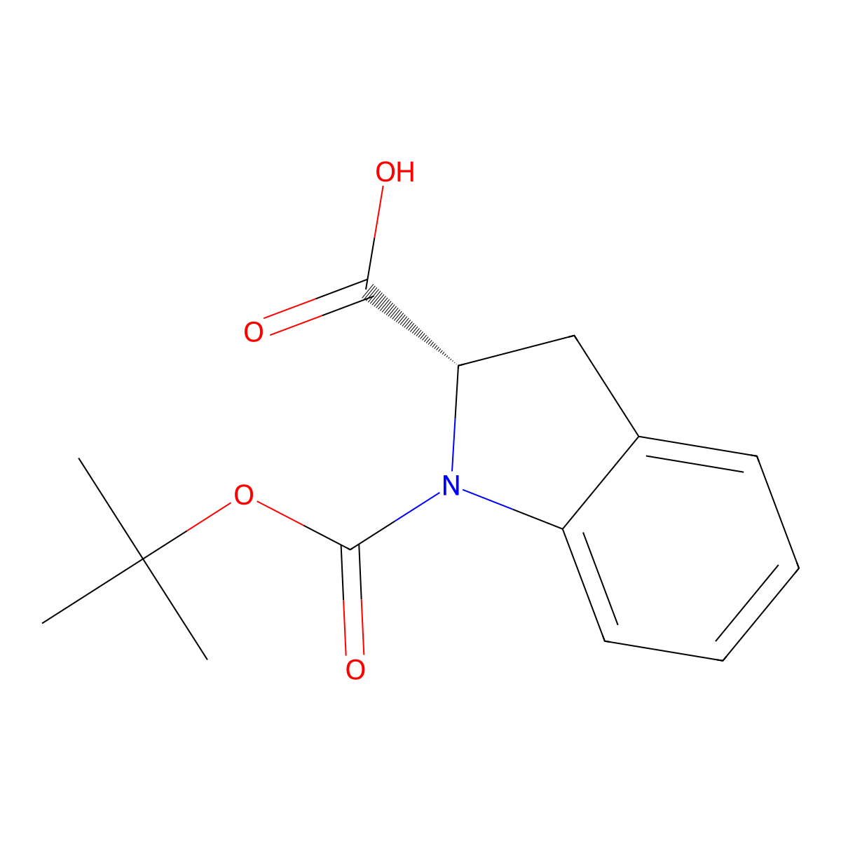 (2S)-1-(tert-Butoxycarbonyl)-2,3-dihydro-1H-indole-2-carboxylic acid molecular structure, CAS 144069-67-0