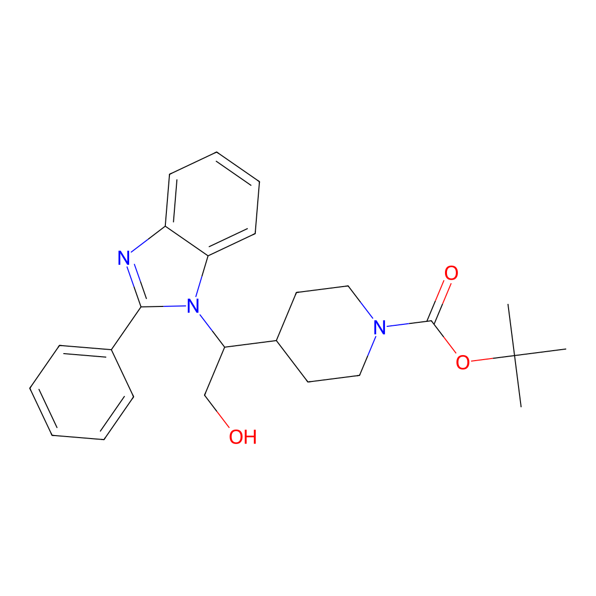 1-Piperidinecarboxylic acid, 4-[2-hydroxy-1-(2-phenyl-1H-benzimidazol-1-yl)ethyl]-, 1,1-dimethylethyl ester molecular structure, CAS 1440753-74-1
