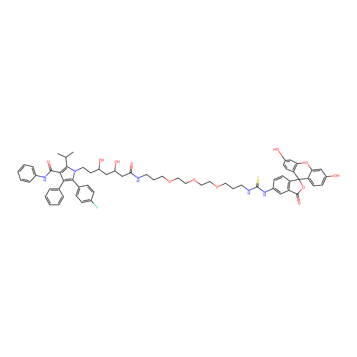 Atrovastatin-PEG3-FITC molecular structure, CAS 1440755-31-6