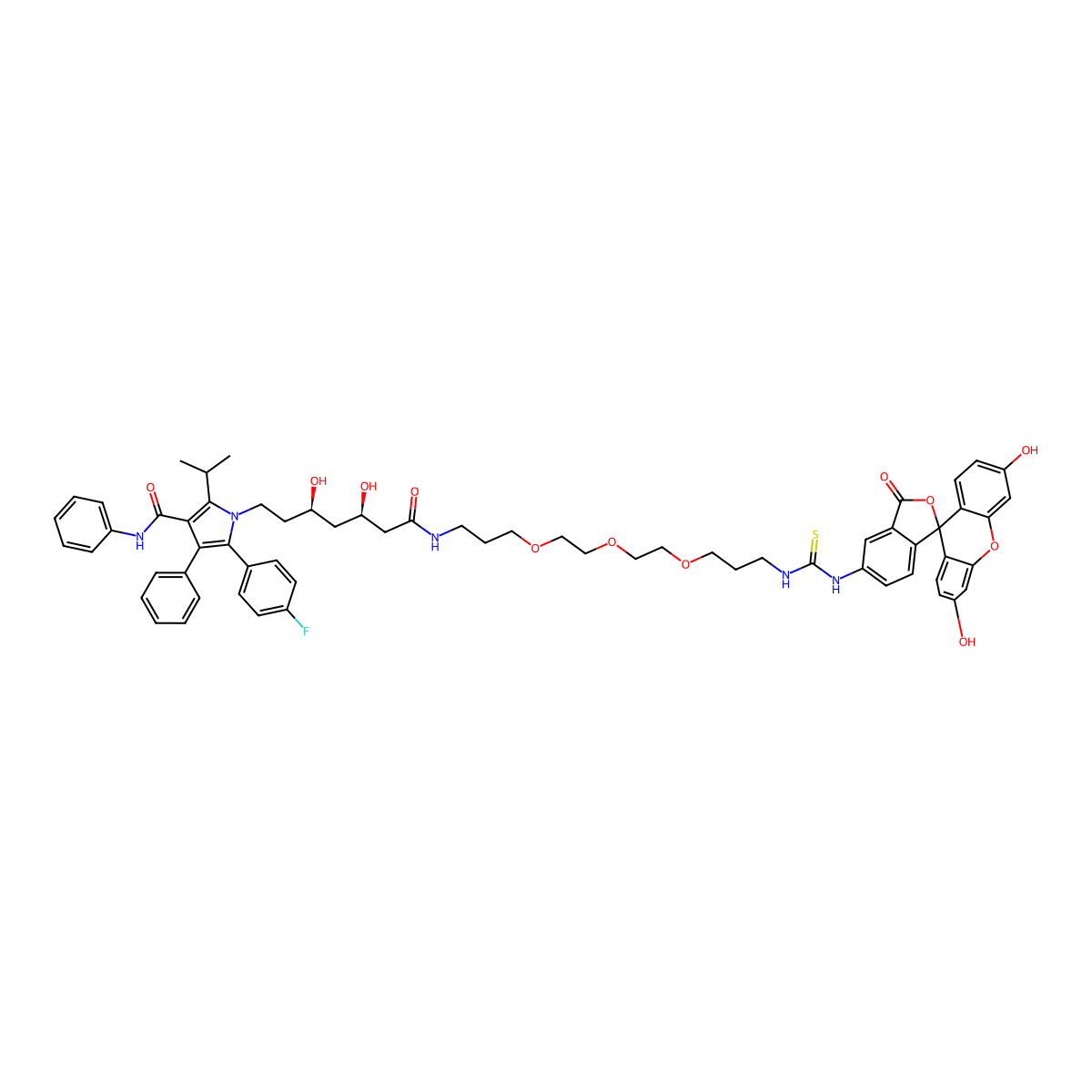Atrovastatin-PEG3-FITC molecular structure, CAS 1440755-31-6