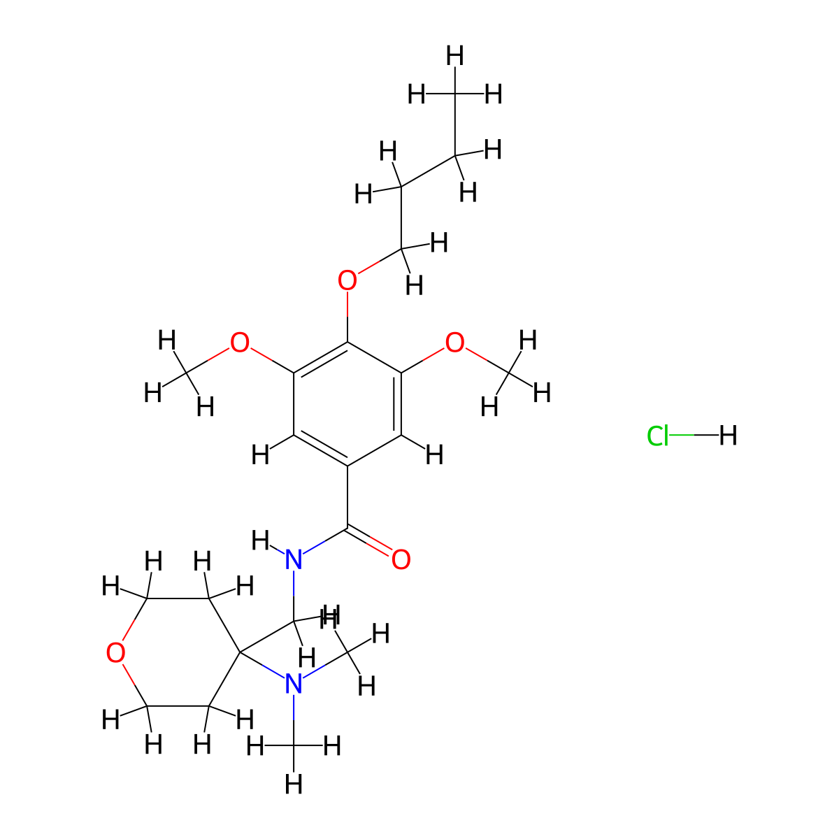 Opiranserin hydrochloride molecular structure, CAS 1440796-75-7