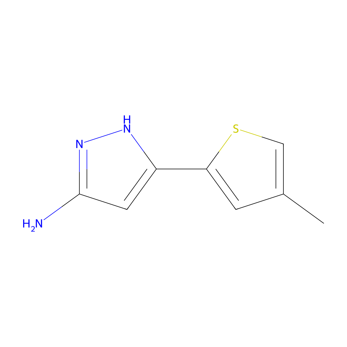 5-(4-methylthiophen-2-yl)-1H-pyrazol-3-amine molecular structure, CAS 1440809-87-9
