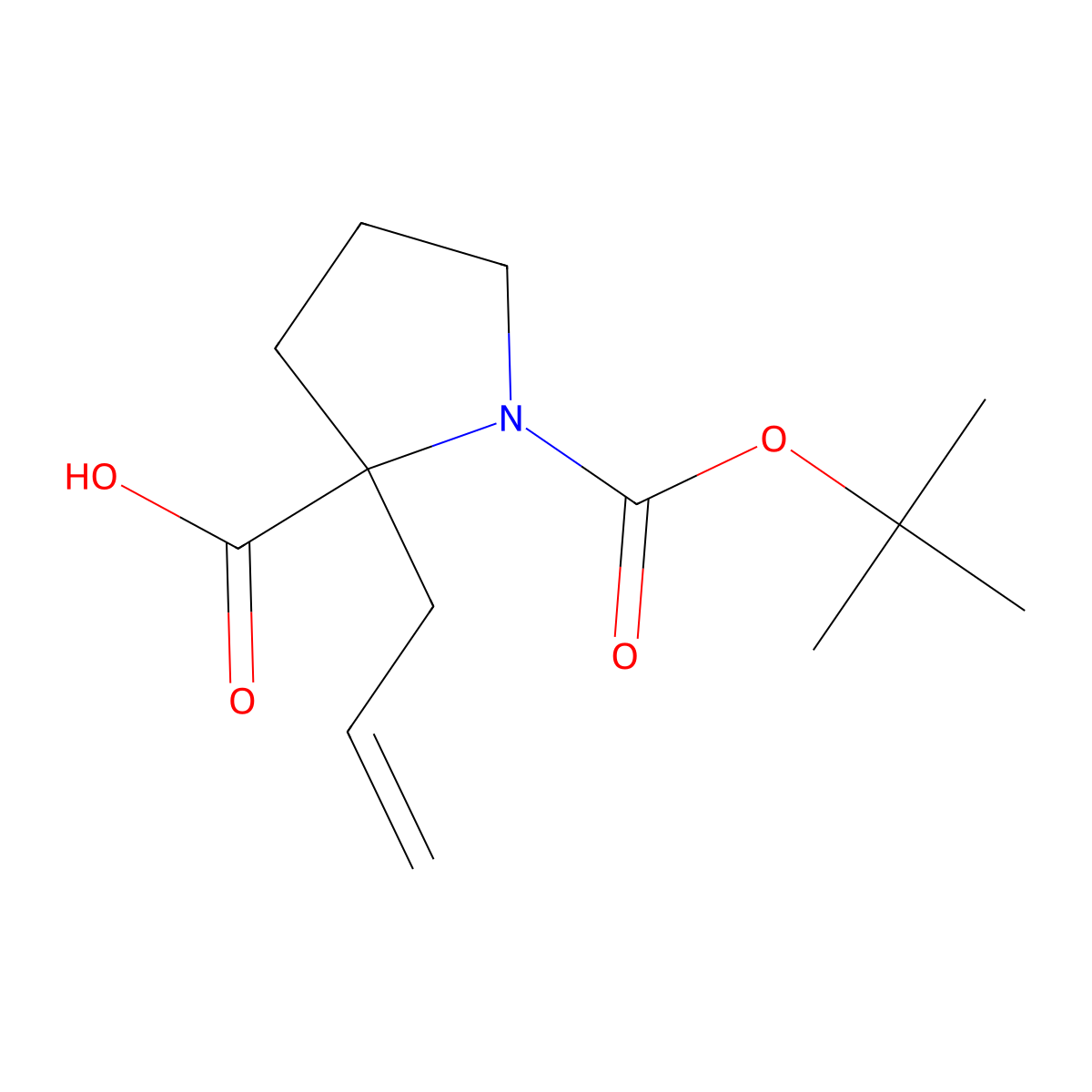 Boc-(R)-alpha-allyl-Pro-OH molecular structure, CAS 144085-23-4