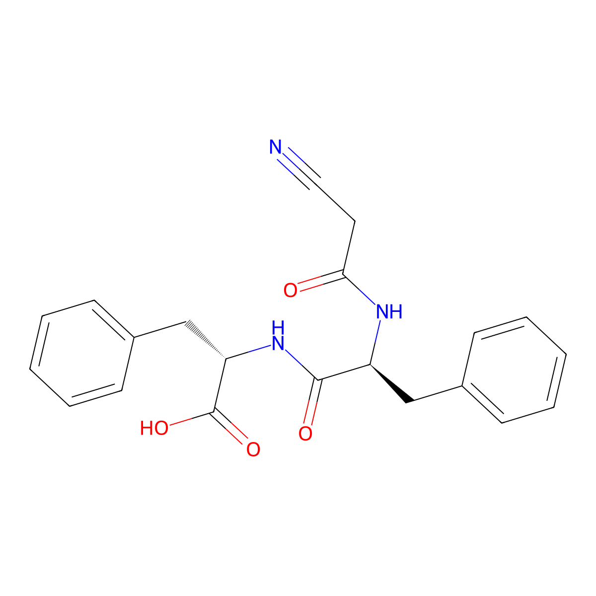 (2S)-2-[[(2S)-2-[(2-cyanoacetyl)amino]-3-phenylpropanoyl]amino]-3-phenylpropanoic acid molecular structure, CAS 144085-32-5