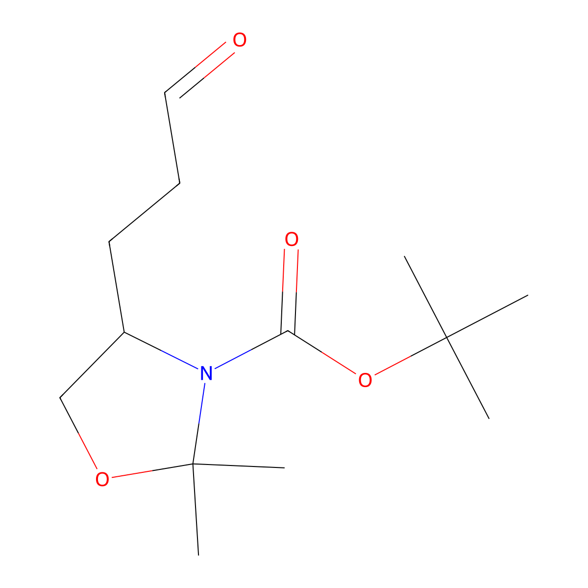 Tert-butyl (4S)-2,2-dimethyl-4-(3-oxopropyl)-1,3-oxazolidine-3-carboxylate molecular structure, CAS 144090-56-2