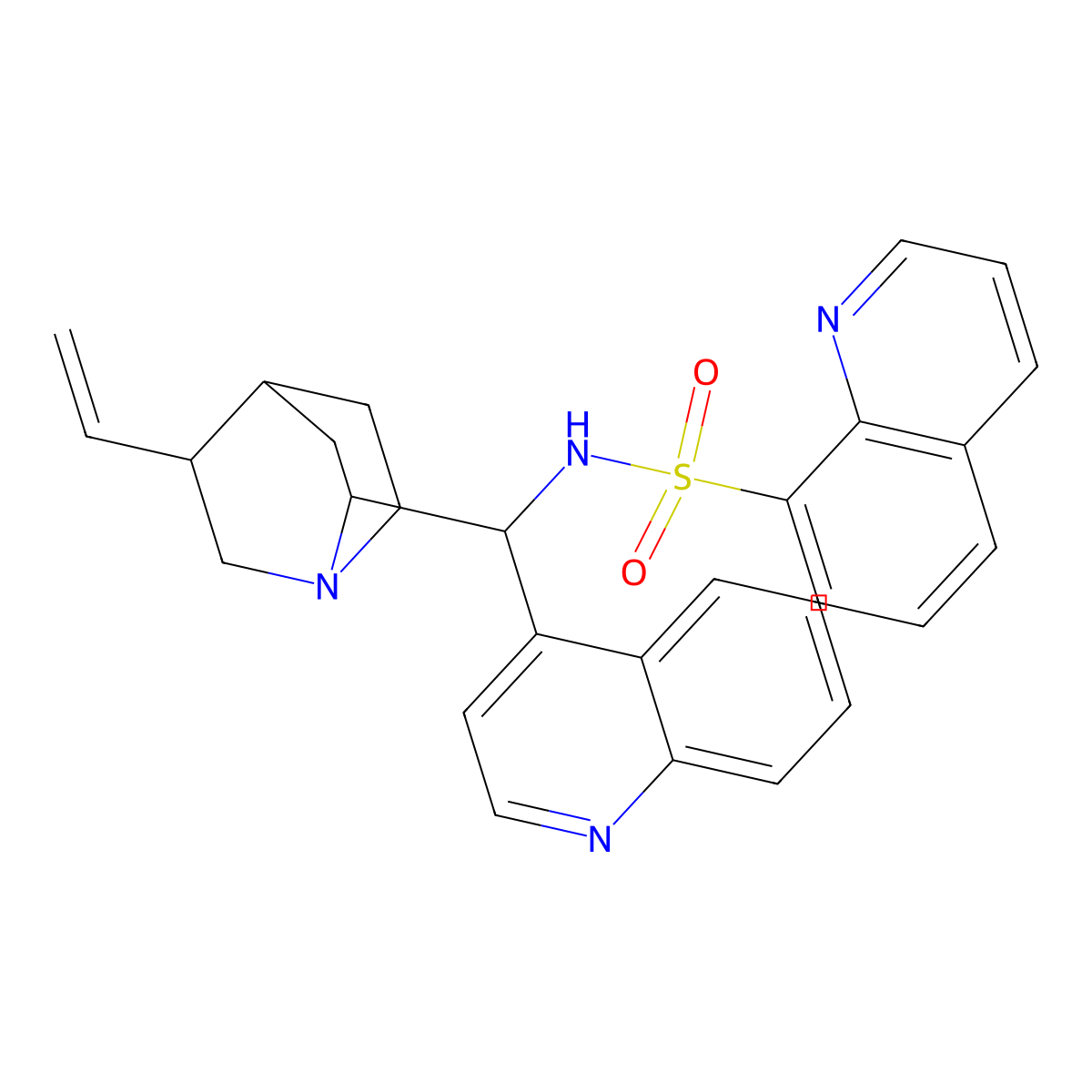 (S)-N-8-Quinolinesulfonyl-(quinolin-4-yl)(8-vinylquinuclidin-2-yl)methanamine molecular structure, CAS 1440939-88-7