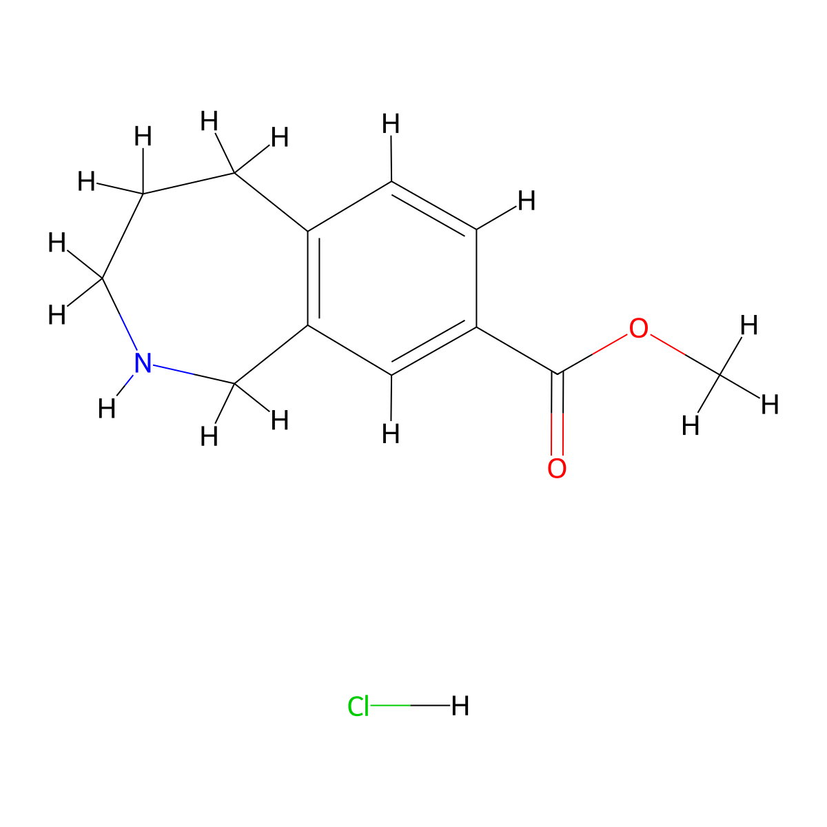 methyl 2,3,4,5-tetrahydro-1H-2-benzazepine-8-carboxylate hydrochloride molecular structure, CAS 1440960-45-1