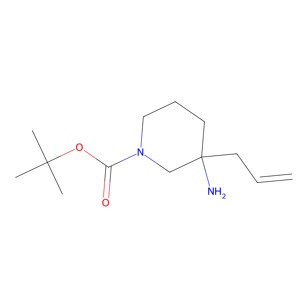 Tert-butyl 3-amino-3-(prop-2-en-1-yl)piperidine-1-carboxylate molecular structure, CAS 1440960-96-2