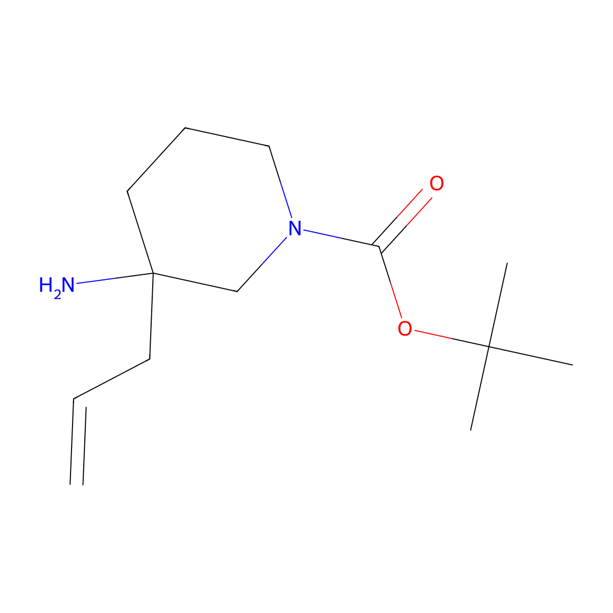 Tert-butyl 3-amino-3-(prop-2-en-1-yl)piperidine-1-carboxylate molecular structure, CAS 1440960-96-2