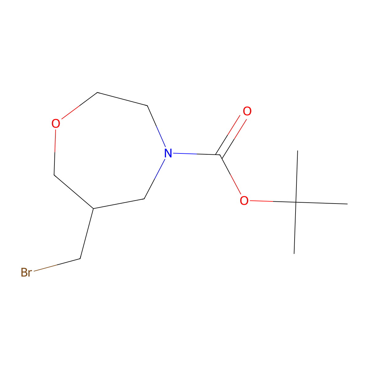 tert-Butyl 6-(bromomethyl)-1,4-oxazepane-4-carboxylate molecular structure, CAS 1440961-25-0