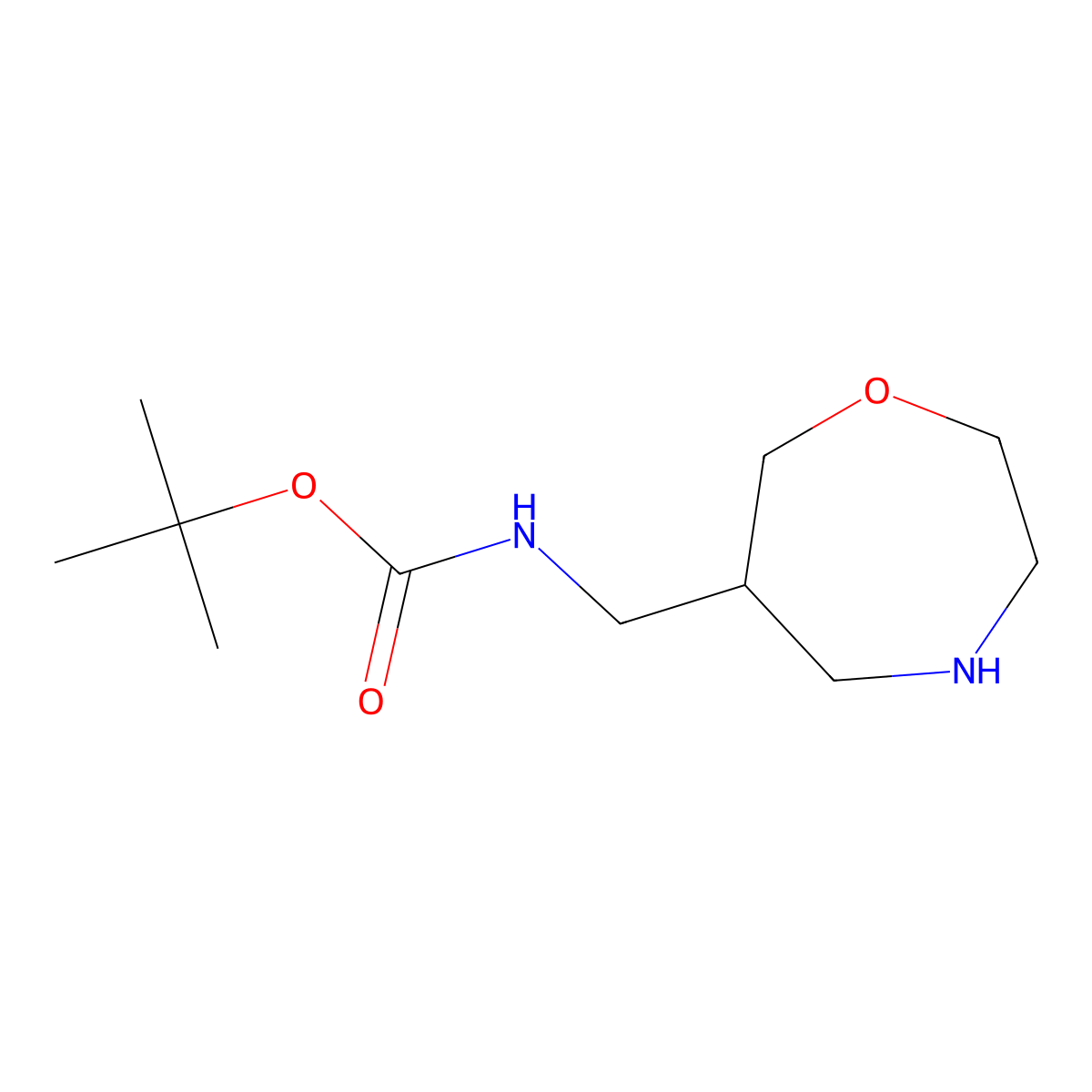 tert-butyl N-((1,4-oxazepan-6-yl)methyl)carbamate molecular structure, CAS 1440961-33-0