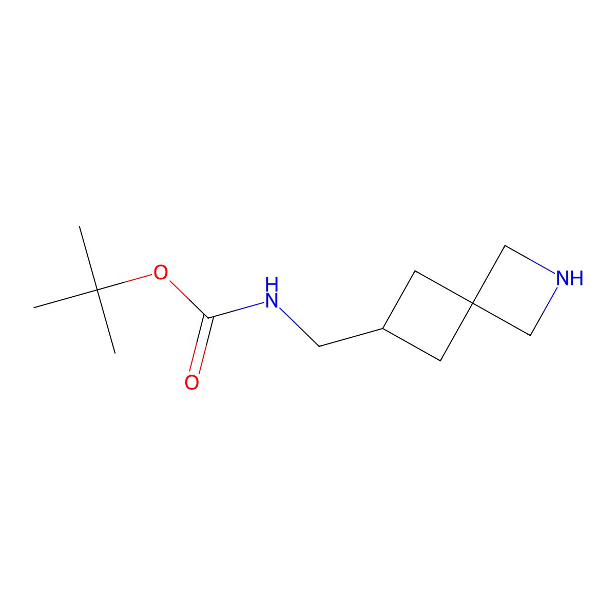 tert-butyl N-({2-azaspiro[3.3]heptan-6-yl}methyl)carbamate molecular structure, CAS 1440962-11-7