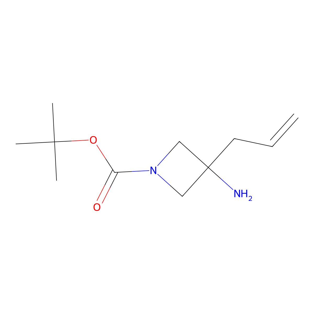 Tert-butyl 3-amino-3-(prop-2-en-1-yl)azetidine-1-carboxylate molecular structure, CAS 1440962-19-5