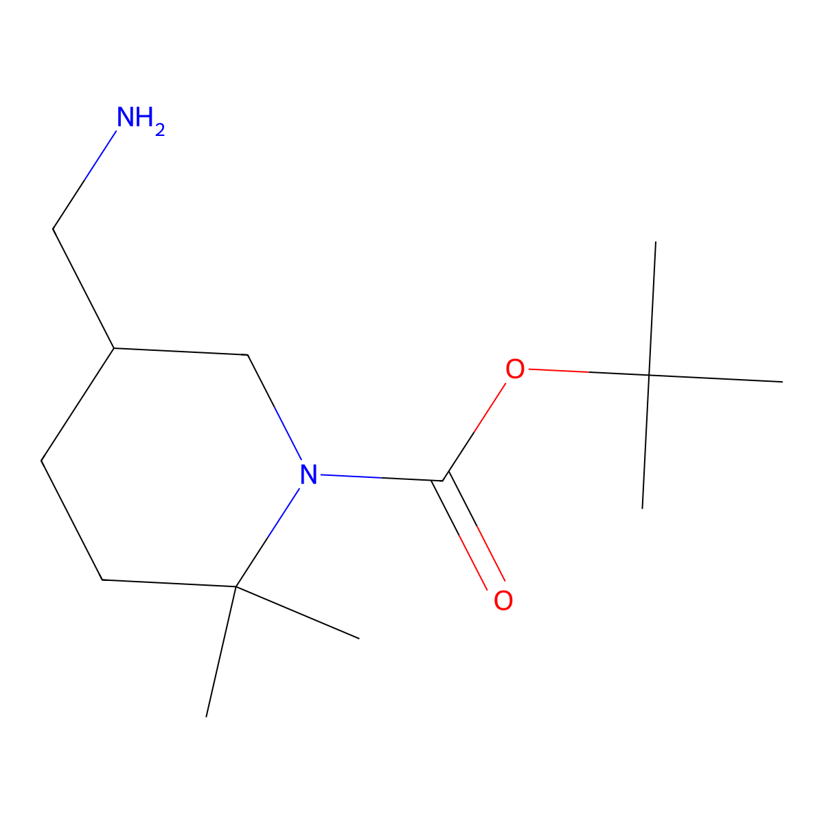 Tert-butyl 5-(aminomethyl)-2,2-dimethylpiperidine-1-carboxylate molecular structure, CAS 1440962-50-4