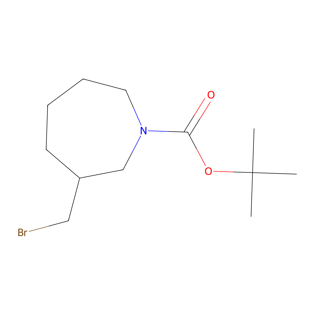 Tert-butyl 3-(bromomethyl)azepane-1-carboxylate molecular structure, CAS 1440962-52-6