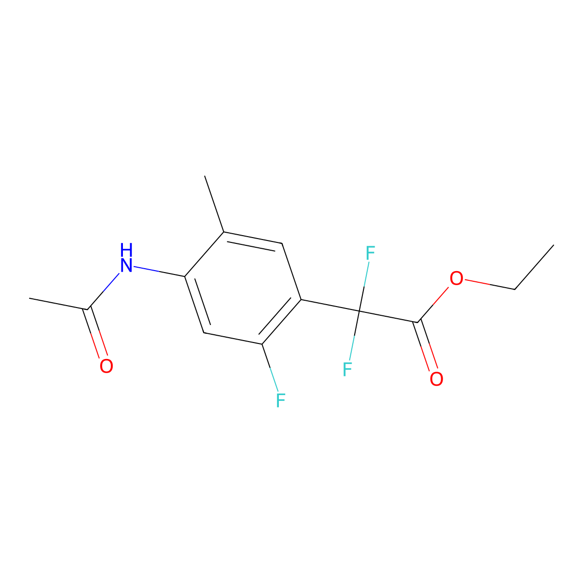 Ethyl 2-(4-acetamido-2-fluoro-5-methylphenyl)-2,2-difluoroacetate molecular structure, CAS 1440965-37-6