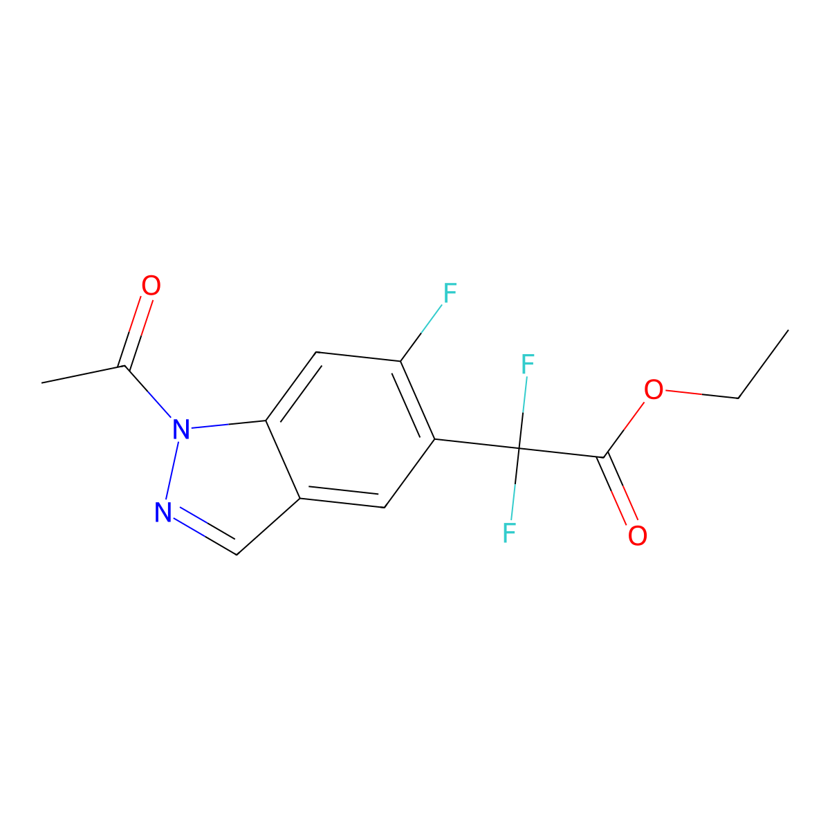 Ethyl 2-(1-acetyl-6-fluoro-1H-indazol-5-yl)-2,2-difluoroacetate molecular structure, CAS 1440965-38-7