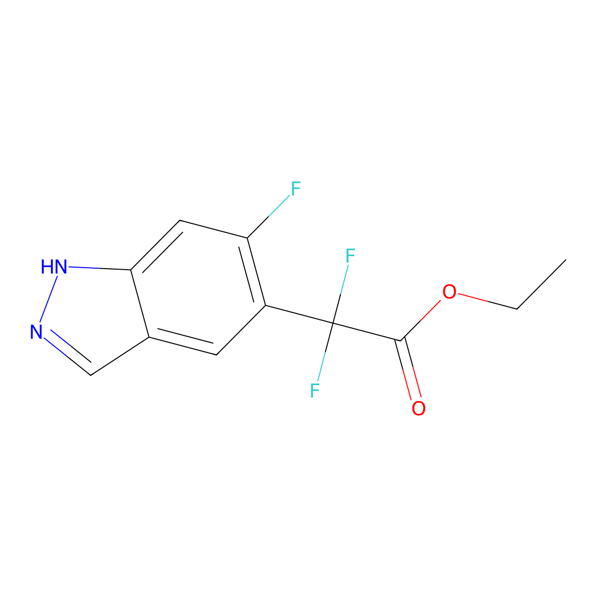 ethyl 2,2-difluoro-2-(6-fluoro-1H-indazol-5-yl)acetate molecular structure, CAS 1440965-39-8