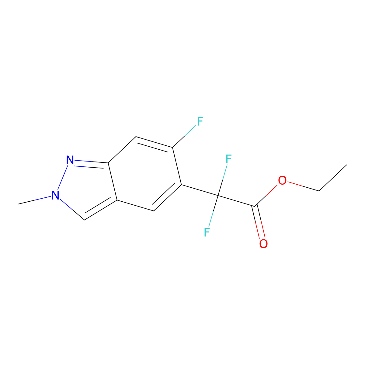 ethyl 2,2-difluoro-2-(6-fluoro-2-methyl-2H-indazol-5-yl)acetate molecular structure, CAS 1440965-40-1