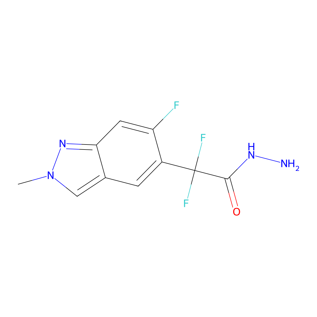 2,2-Difluoro-2-(6-fluoro-2-methyl-2H-indazol-5-yl)acetohydrazide molecular structure, CAS 1440965-41-2