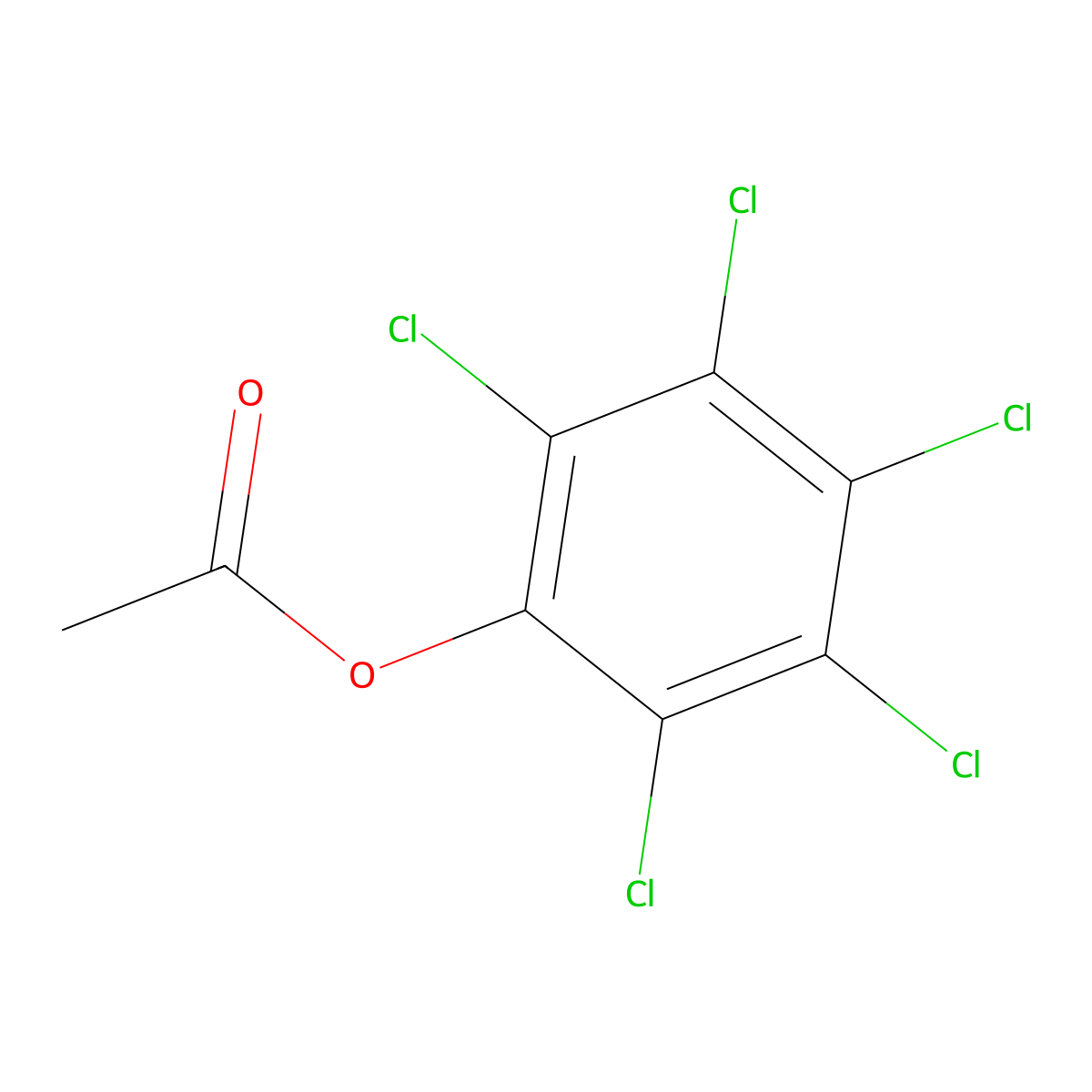 Pentachlorophenol acetate molecular structure, CAS 1441-02-7