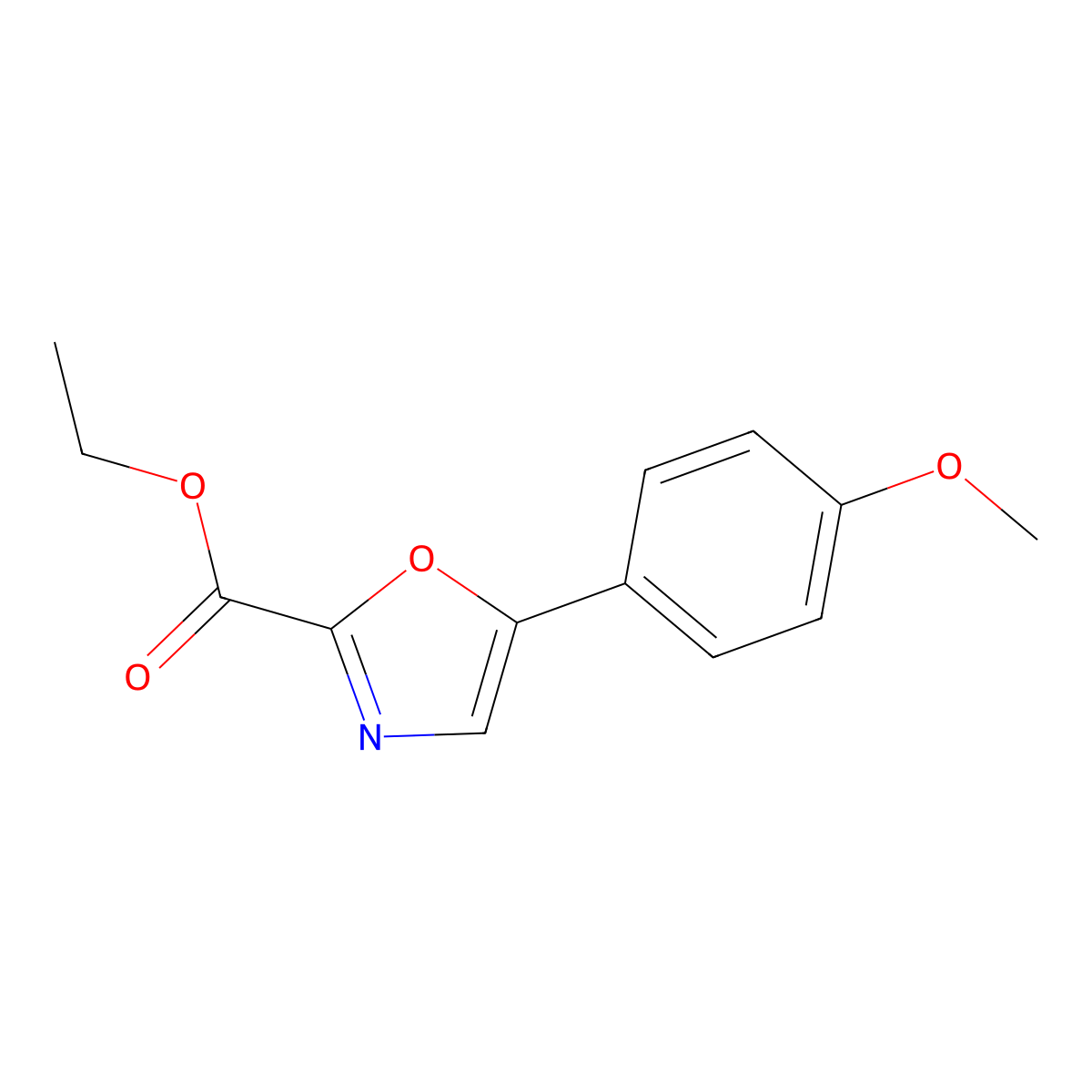 Ethyl 5-(4-methoxyphenyl)-1,3-oxazole-2-carboxylate molecular structure, CAS 1441-37-8
