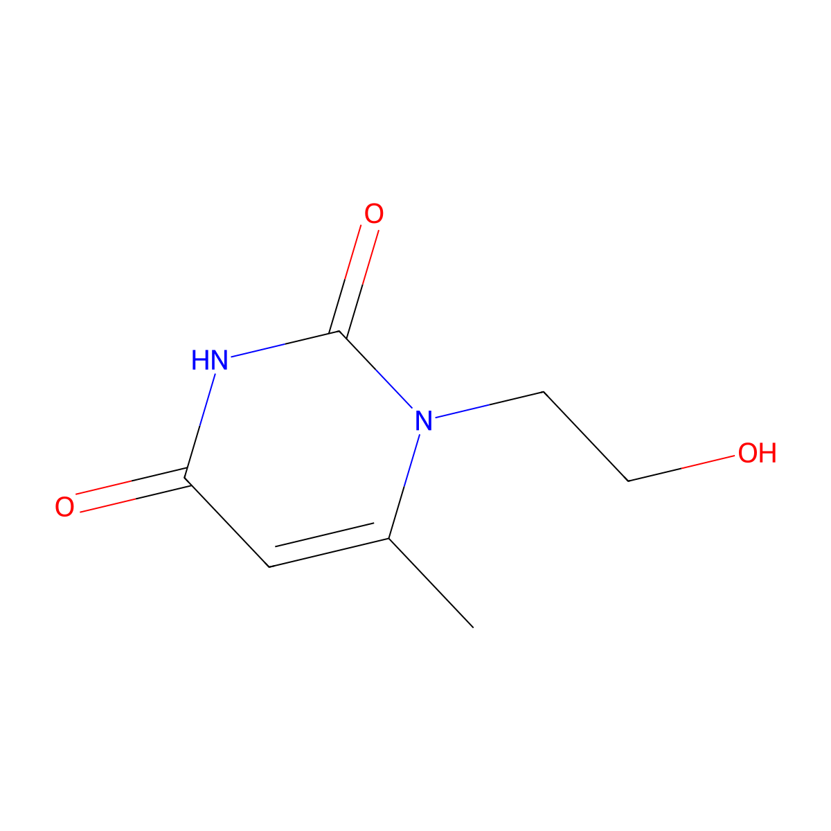 1-(2-hydroxyethyl)-6-methylpyrimidine-2,4(1H,3H)-dione molecular structure, CAS 144101-41-7