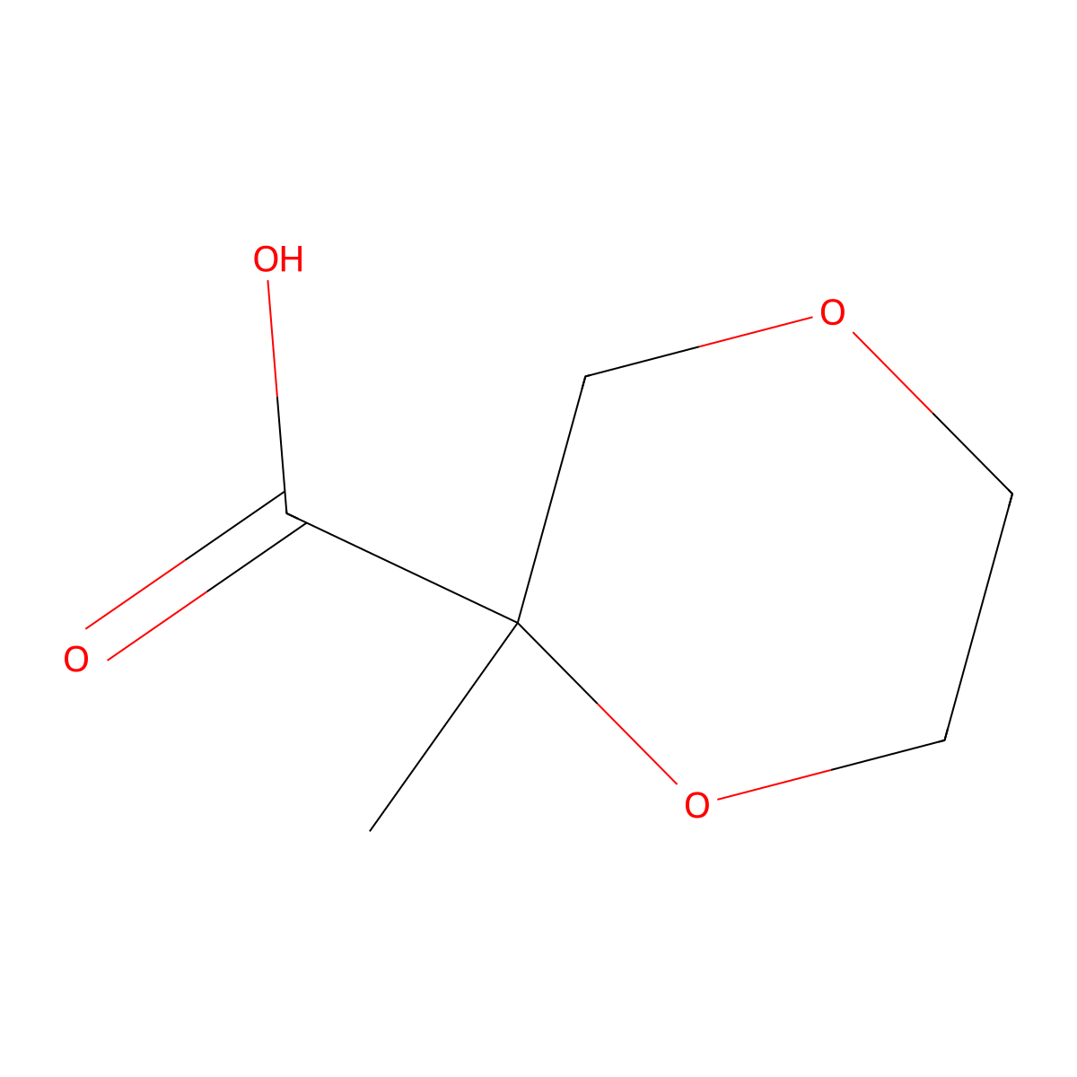 2-Methyl-1,4-dioxane-2-carboxylic acid molecular structure, CAS 144101-98-4