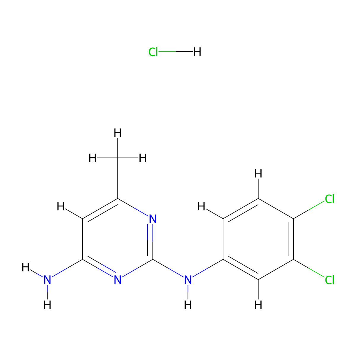 N2-(3,4-dichlorophenyl)-6-methylpyrimidine-2,4-diamine hydrochloride molecular structure, CAS 1441050-56-1